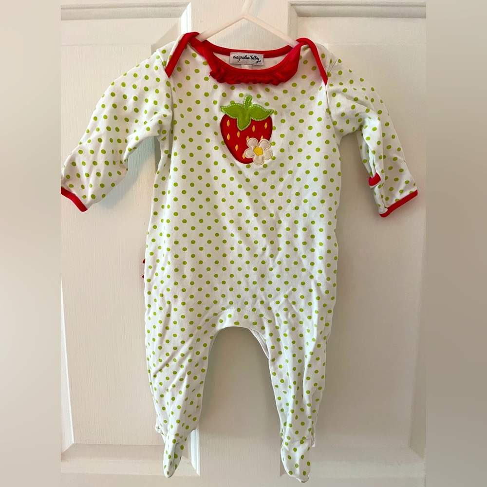 Magnolia Baby Strawberry Ruffle Footie, Size 3m